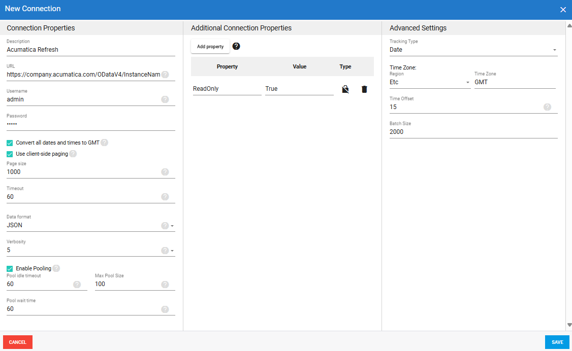Acumatica Source Connection